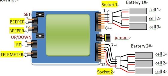 6S 12S LiPO Battery Cell Voltage Monitor Monitoring System Custom